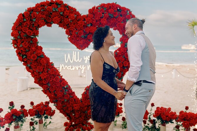 Private Romantic Beach Proposal in Nassau Bahamas - The beach setup before the proposal